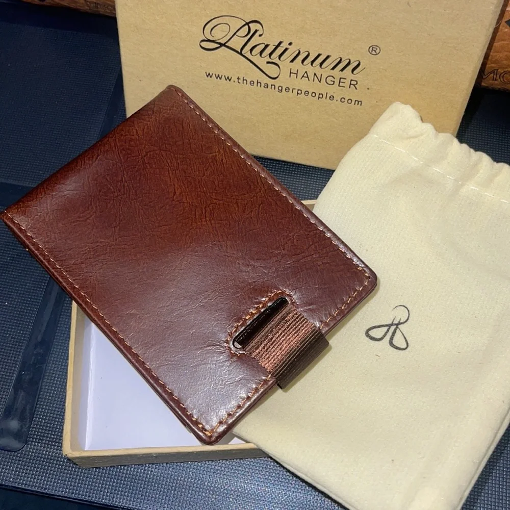 Authentic Platinum Hanger Wallets - Brown Leather